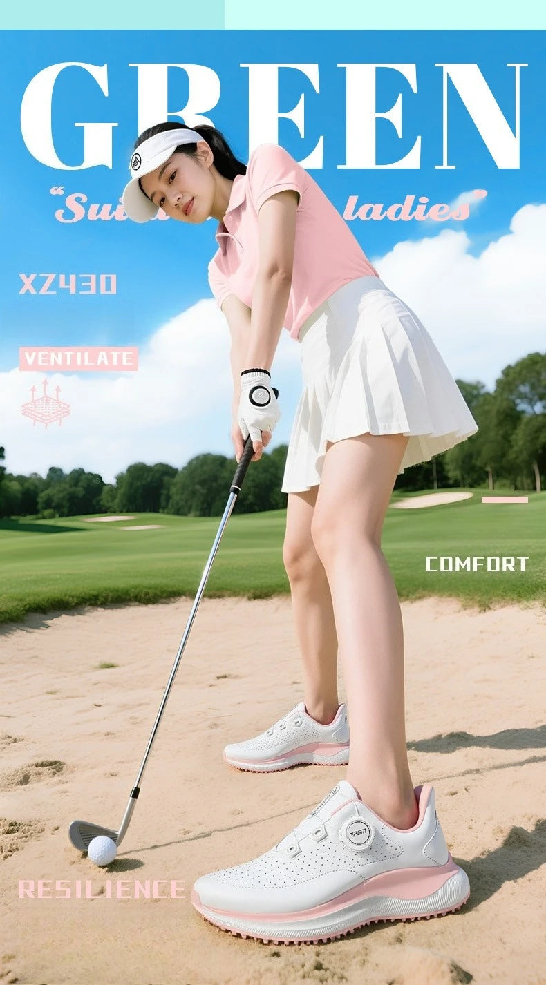 PGM Women Golf Shoes Summer Heat Dissipation Breathable Holes High Elasticity Height Outdoor Sports Sneakers XZ430