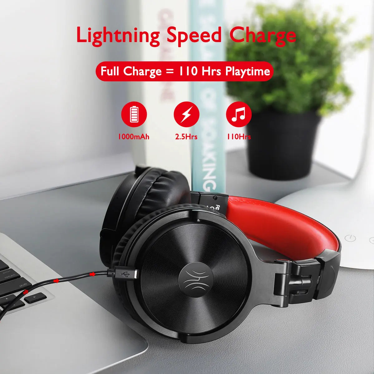 OneOdio Pro-M Wireless Gaming Headphones Bluetooth 5.2 HiFi Stereo Headset 110H Playtime with Mic, Deep Bass Foldable Over-Ear Headphones