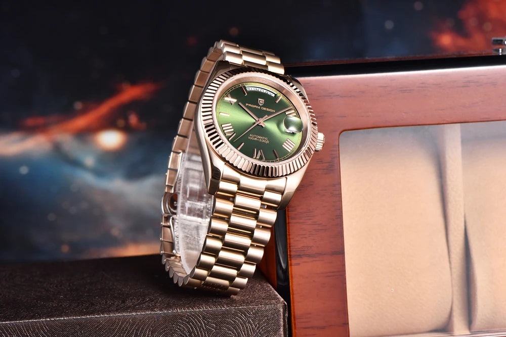 PAGANI DESIGN Luxury Men Watch Sapphire mirror Luminous Stainless Steel Watch Week Date Mechanical Waterproof ST16 Man watch