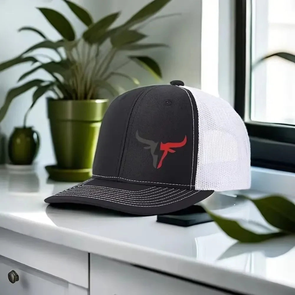 Cappellino da baseball estivo casual con stampa "Bull Head", visiera sportiva hip hop traspirante in rete, cappelli da sole regolabili per uomo e donna