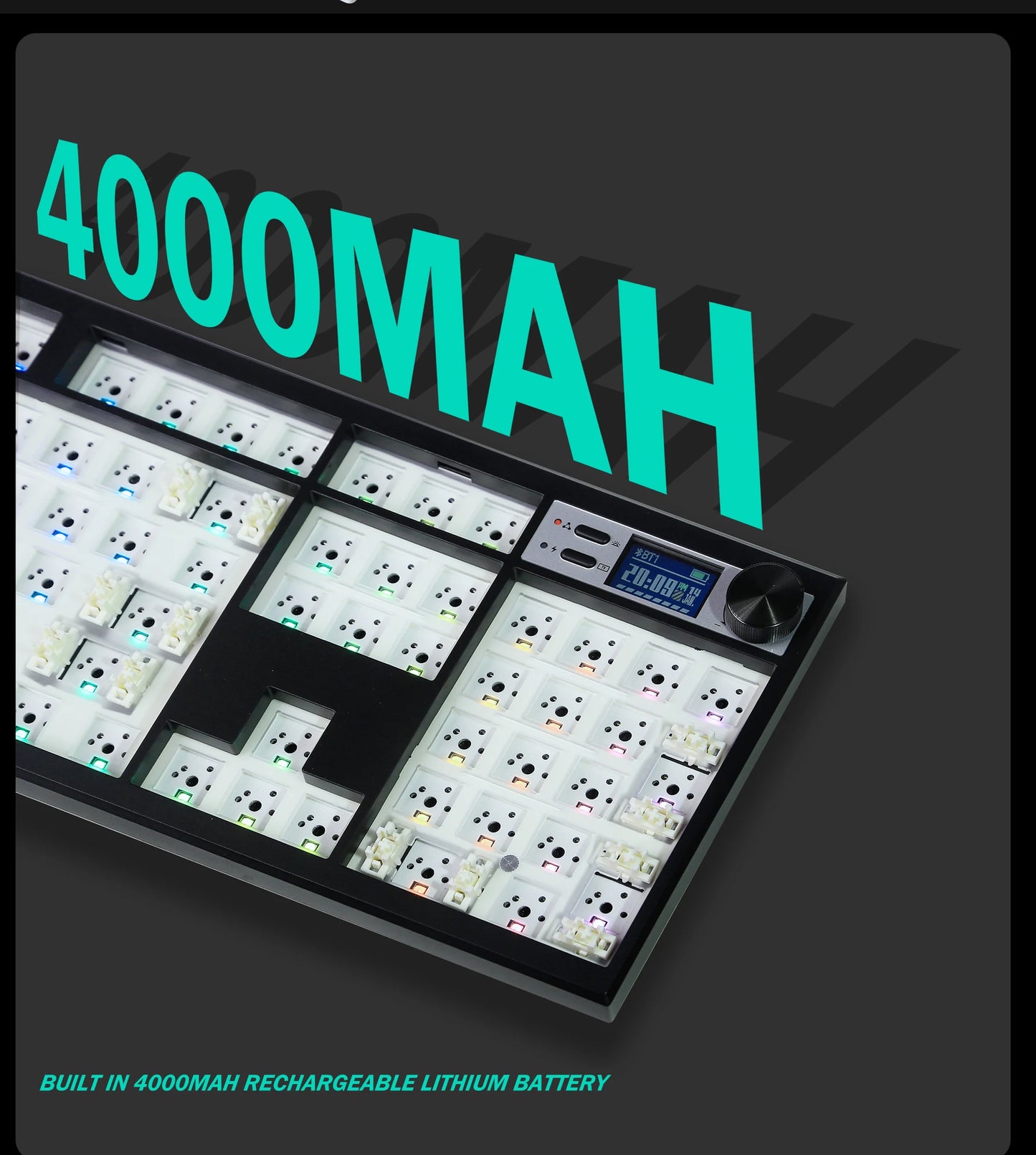GMK104 Mechanical Keyboard Kit Three Mode Gaming Keyboard Hot Swap  Backlit Gasket Structure This VIA with display screen