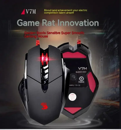 Bloody V7M trådbunden mus RGB lätt ergonomisk design 4000dpi PC kontor e-sport gaming makroprogrammerbar mus för CF LOL CS