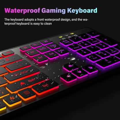 FUYUMY RGB Wired Gaming Keyboard USB Computer Gaming Keyboard with 104 Keys, Backlit Ergonomic Gaming Keyboard for PC, Laptop, Office & Home