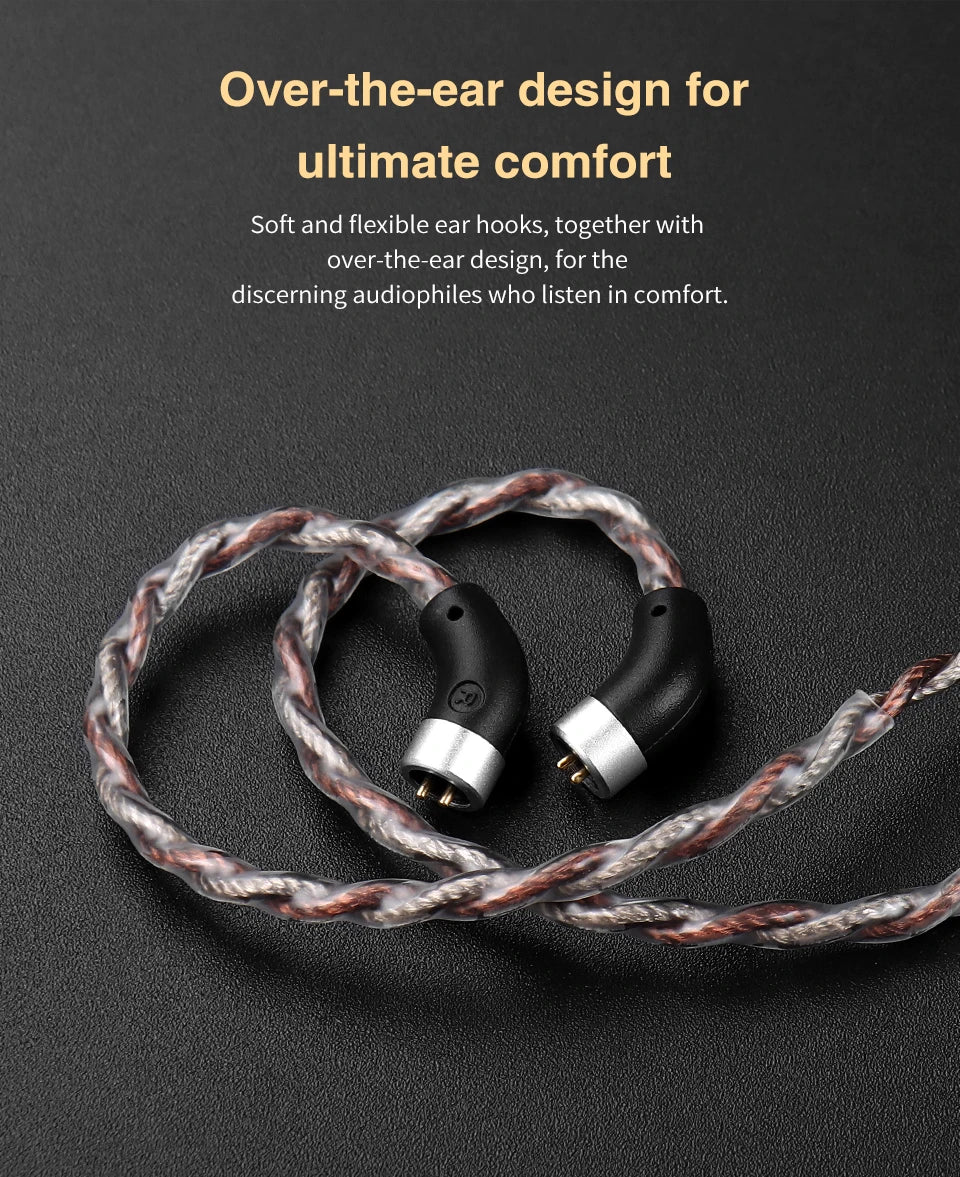 TRN RedChain Upgrade Cable Silver-Plated Copper OFC Copper Earphone Cable with Swappable 2.5mm 3.5mm 4.4mm Connectors for TRN IEM Headphones
