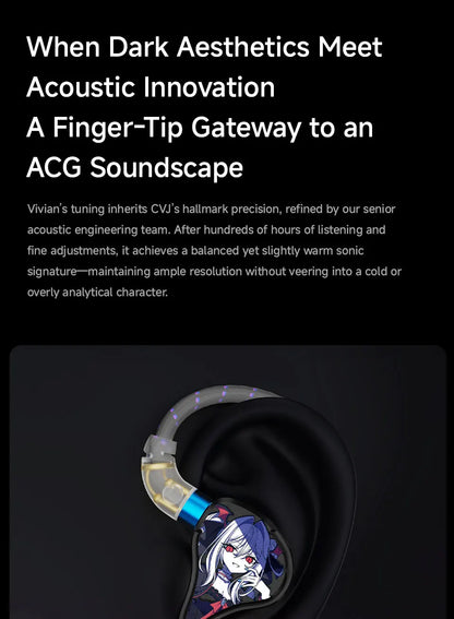 CVJ Vivian HiFi In Ear Earphones with 10mm Dynamic Driver, Wired Gaming Earphones, Detachable 0.78mm Cable, High Fidelity Sound Quality Earbuds