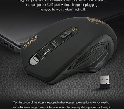 Silent 2.4G USB Wireless Mouse for Laptop, Computer & Mac, Optical Wireless Mouse with Adjustable DPI, Soundless Portable Mouse for Office & Home
