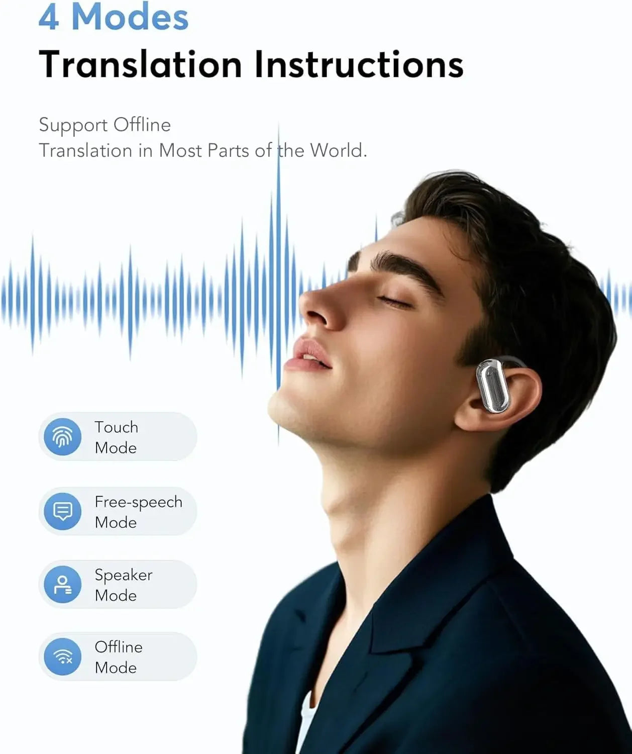 UYUXIO AI Translation Earbuds Real Time Translator Headphones, 144 Languages Smart Bluetooth Translator Earphones for Business