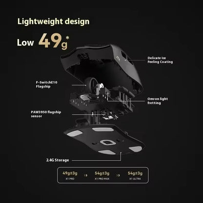 ATK X1 Series Wireless Gaming Mouse Bluetooth 8K Ultra Lightweight 49g FPS Mouse with PAW3950 Sensor, Tri-Mode Custom Gamer Mouse