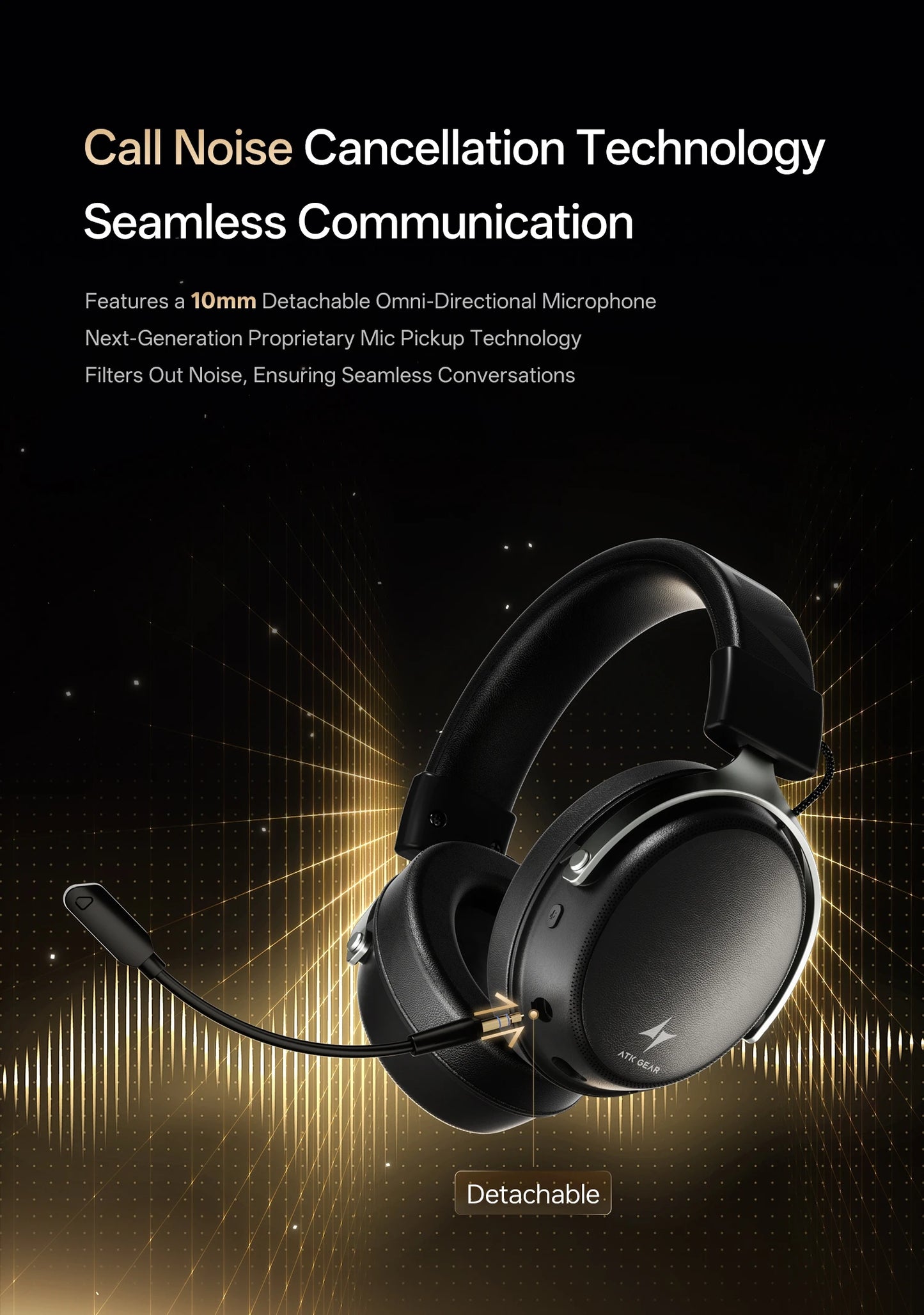 ATK N9 Pro Ultra Wireless Gaming Headset with Mic, 7.1 Surround Sound Low Latency Headphones, Noise Reduction Bluetooth Headset for E-Sports Gaming