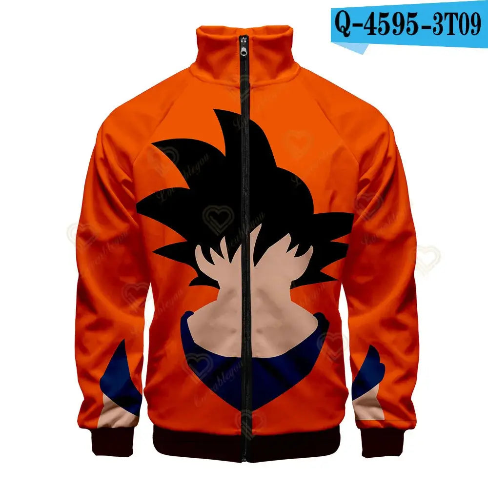 Produit gaming premium Fraquane, New Fashion Dragon Ball Print Stand Collar Zipper Hoodie Men Women Zipper Hoodies Jackets Long Sleeve Sport Hip Hop Sweatshirts
