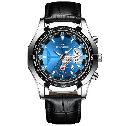 BINBOND luxury quartz wristwatch for men, luminous, water-resistant, automatic date, stainless steel