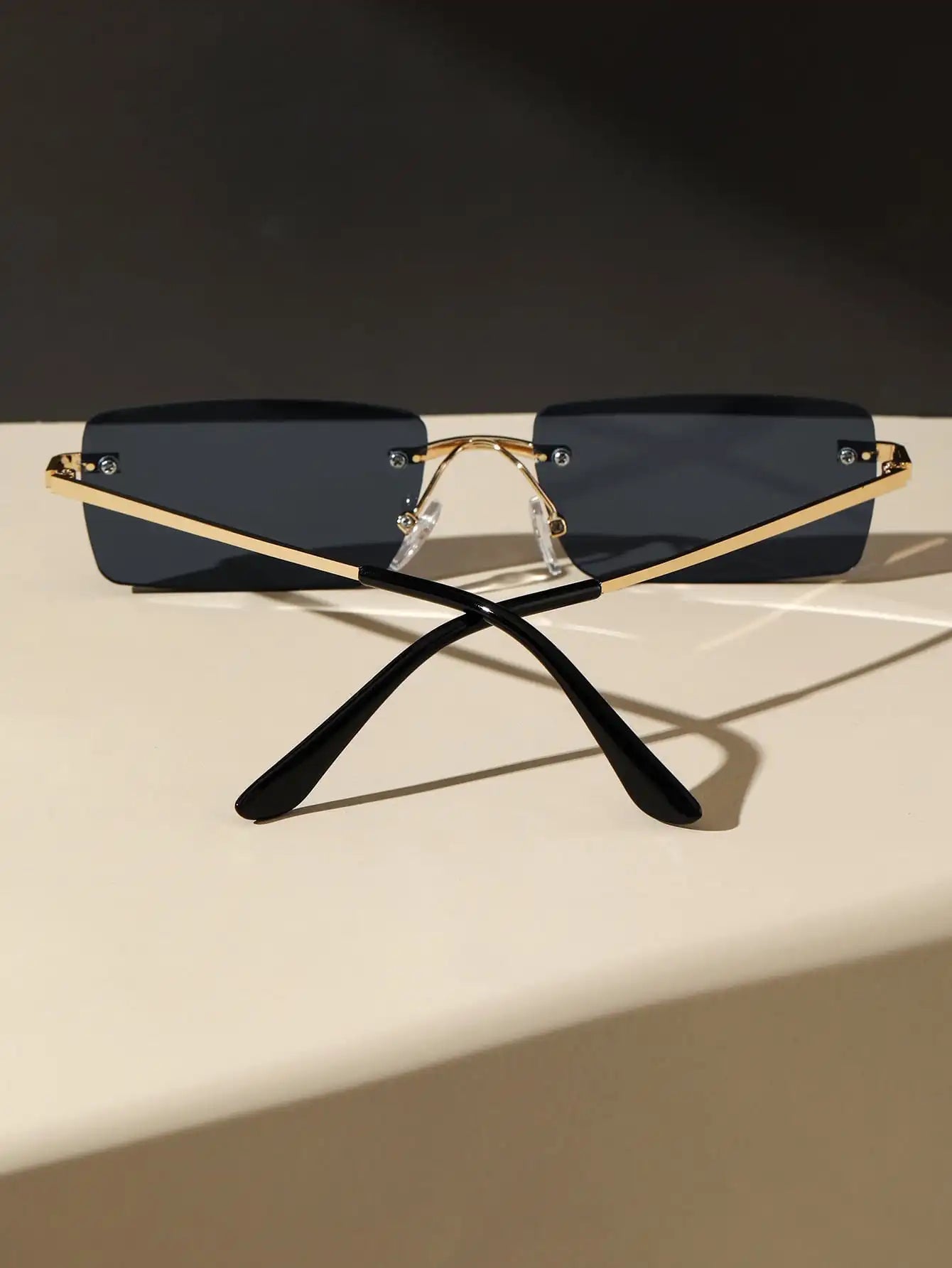 1/2PCS Unisex Metal Square Frame Fashio Rimless Sunglasses For Outdoor Beach Party