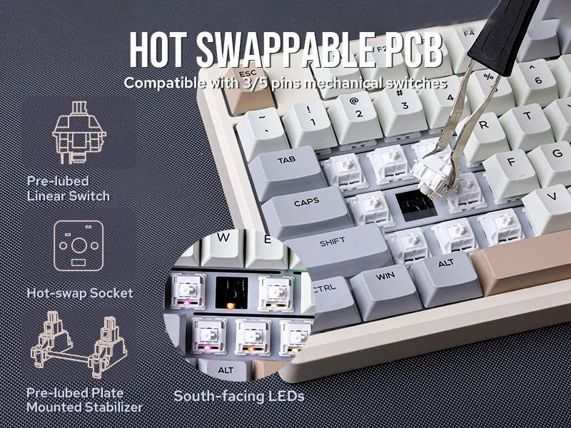 EPOMAKER Galaxy100 1800 ANSI US Layout Hot-Swap Gasket-Mounted Tri-mode Wireless Aluminum Mechanical Gaming Keyboard
