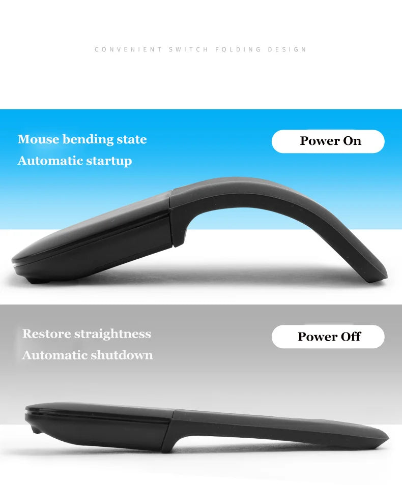 Bluetooth Arc Touch Mouse for Microsoft Surface, Wireless Ergonomic Bluetooth Mouse, Silent Foldable Laser Mouse for Laptop, PC & Windows