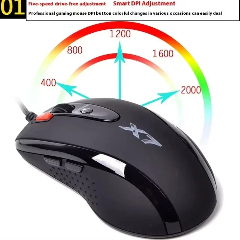 A4TECH Bloody X7-710K Wired Gaming Mouse 2000 DPI USB Gamer Mouse with Macro Programming for PC, Laptop & Esports