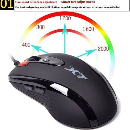 A4TECH Bloody X7-710K Wired Gaming Mouse 2000 DPI USB Gamer Mouse with Macro Programming for PC, Laptop & Esports