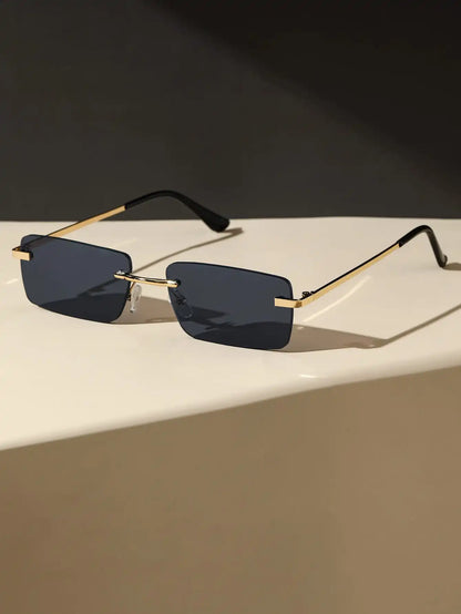 1/2PCS Unisex Metal Square Frame Fashio Rimless Sunglasses For Outdoor Beach Party