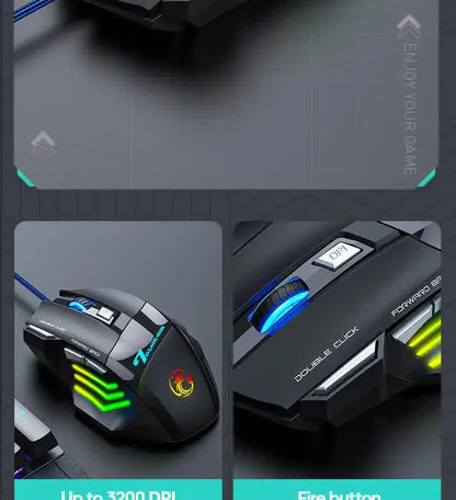 IMICE X7 Optical Gaming Mouse, Wired RGB Gaming Mouse with Adjustable DPI, Ergonomic Anti-Slip Design, 7 Programmable Buttons for PC & Laptop