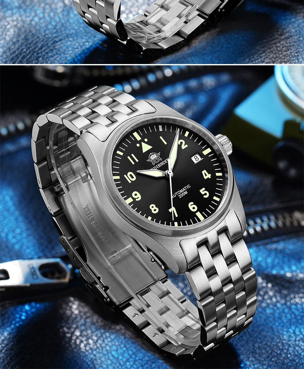 ADDIESDIVE Fashion Retro Personalized Watches 200m Waterproof C3 Luminous Steel Watch Sapphire Glass Mechanical Analog Watches