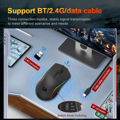 REDRAGON DEICIDE M816 PRO RGB USB Bluetooth-tuki 2.4G Langaton pelihiiri 26000 DPI 6 painiketta pelaajalle Langalliset hiiret tietokoneelle