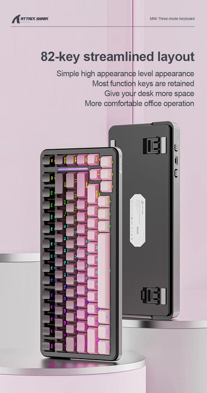 ATTACK SHARK M86 Wireless Mechanical Keyboard 75% Tri-Mode RGB Hot-Swappable Mechanical Keyboard with Side-Printed PBT Keycaps & 4000mAh Battery
