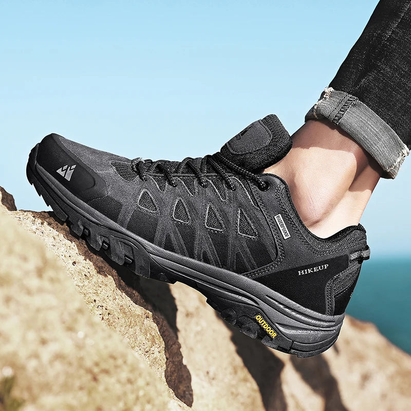 HIKEUP Fashion Outdoor Shoes Hiking Men's Sports Casual Mountain Trekking Boots Camping Sneakers for Men Non-slip Wear-resistant