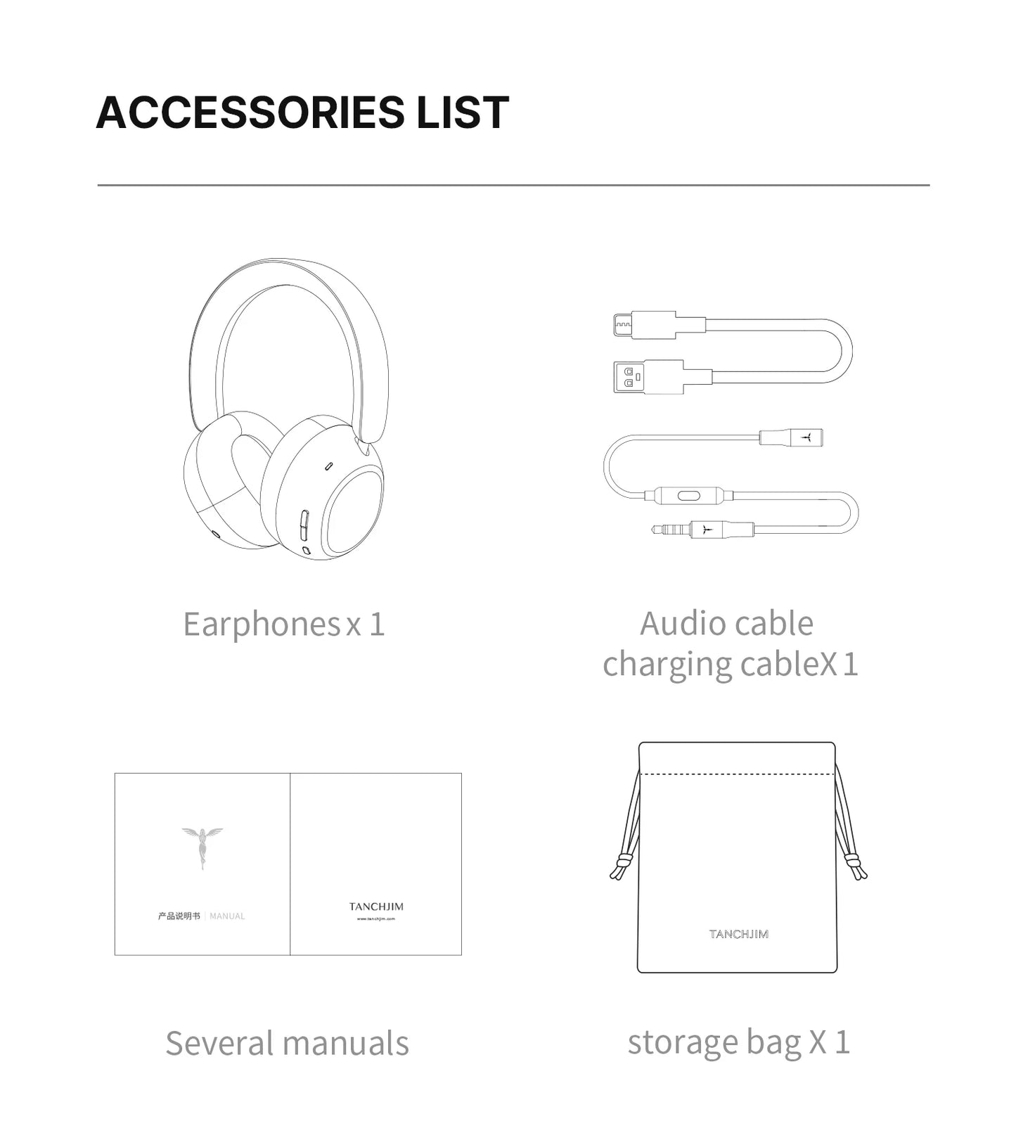 TANCHJIM RITA HiFi Bluetooth Headset Wireless & Wired ANC Headphones, Bluetooth 6.0 LDAC Over-Ear Headphones with 40mm Dynamic Driver, Gaming Headset with ENC & 3.5mm Audio Cable
