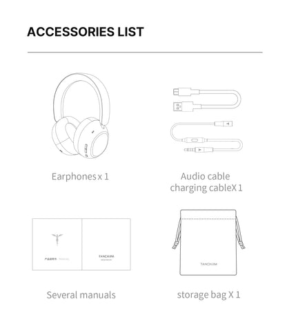 TANCHJIM RITA HiFi Bluetooth Headset Wireless & Wired ANC Headphones, Bluetooth 6.0 LDAC Over-Ear Headphones with 40mm Dynamic Driver, Gaming Headset with ENC & 3.5mm Audio Cable