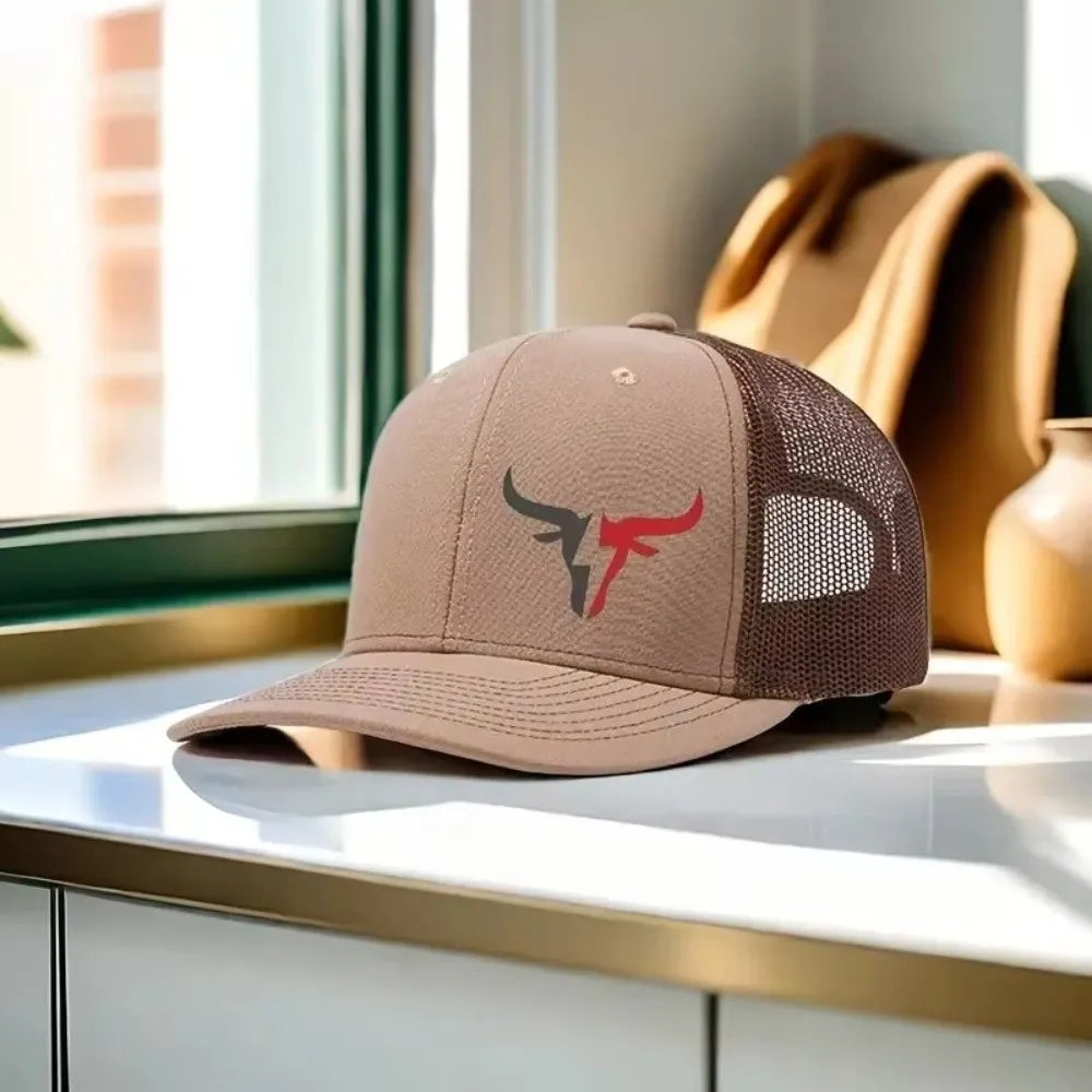 Cappellino da baseball estivo casual con stampa "Bull Head", visiera sportiva hip hop traspirante in rete, cappelli da sole regolabili per uomo e donna