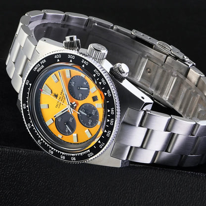 Tactical Frog V2 Solar Chronograph Men Watch Sapphire Crystal Mirror Ceramic Bezel VS75A Eco-Drive Quartz 20Bar Waterproof Watch