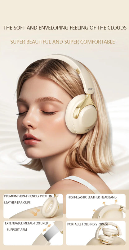Acer OHR524 ANC Wireless Bluetooth Headphones 360° Surround Sound Gaming Headset with HD Mic, Noise Cancellation & 100H Battery