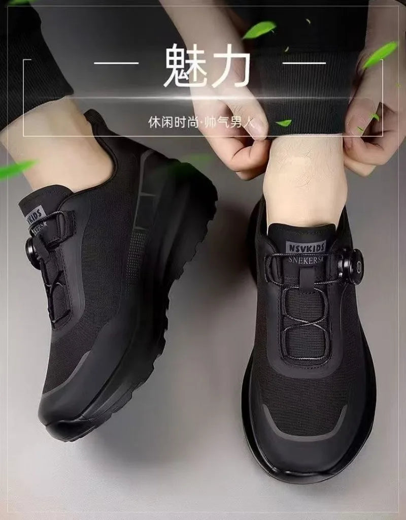 Zapatillas deportivas nuevas para hombre con botón giratorio, de plataforma, para conducir, para caminar, para actividades al aire libre, resistentes al desgaste, para correr y para deporte, talla grande