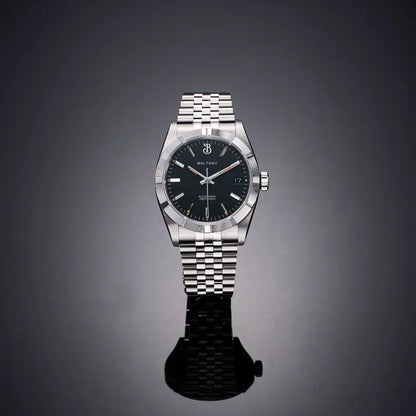 Baltany S4102 Business Man Automatic Mechanical Wristwatch 36mm Linen Dial Engine Turned Bezel NH35 Luxury Dress Watch For Man