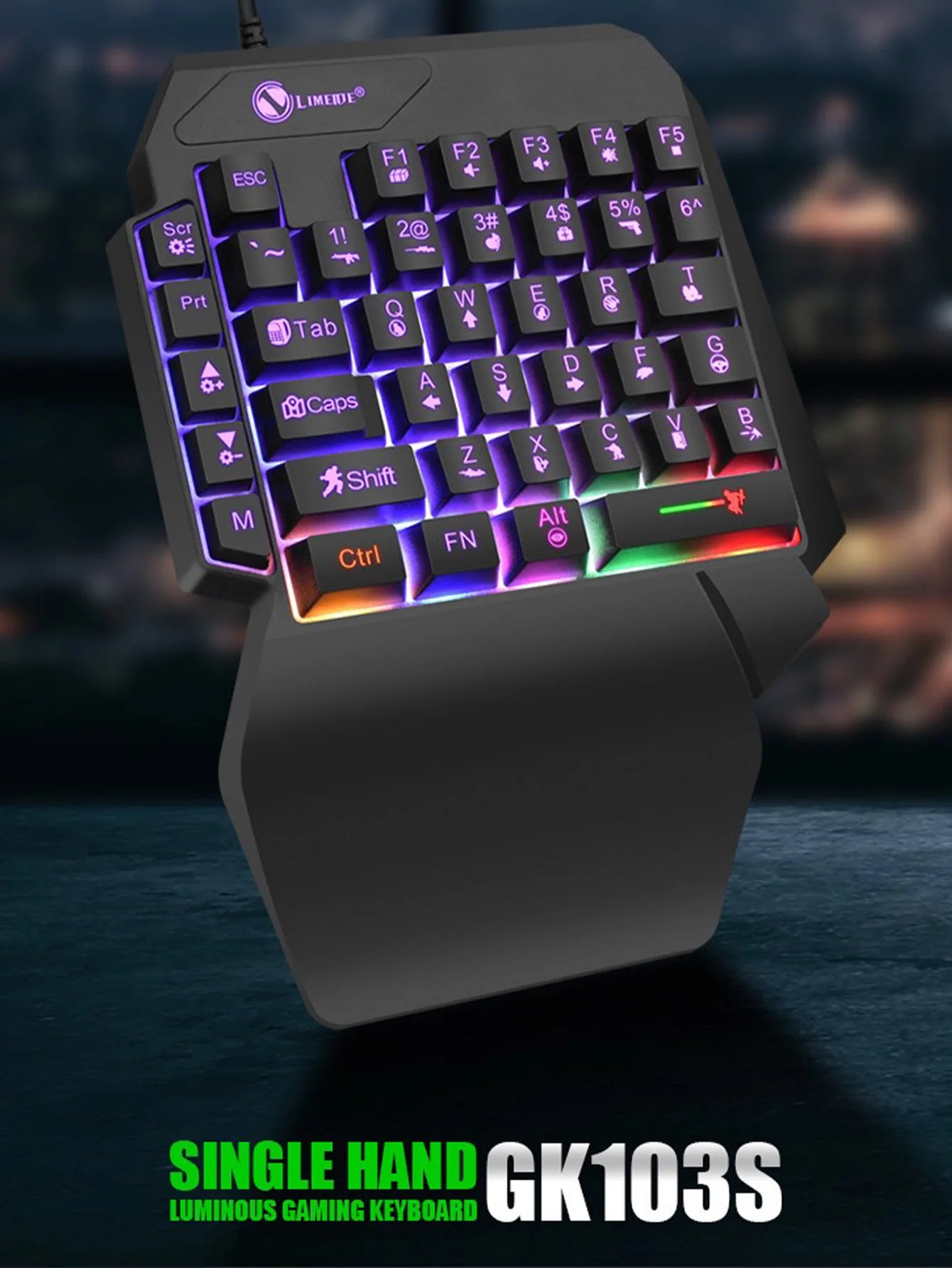 T-WOLF Mechanical One-Handed Gaming Keyboard, Wired RGB Mechanical Gaming Keypad with Ergonomic Wrist Rest, USB Mini Gaming Keyboard for PC & Laptop