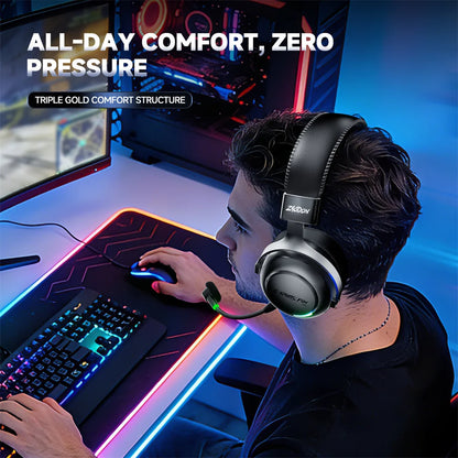HAAYOT Wireless Gaming Headphones Bluetooth 5.3 with 53mm Titanium Drivers, 7.1 Virtual Surround Sound, Low Latency Gaming Headset for PC PS5 Mobile