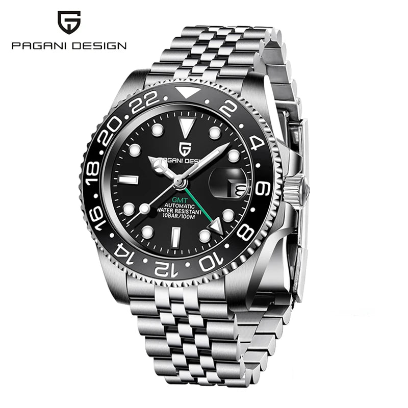 PAGANI DESIGN 40MM GMT Watches for Men Luxury Sapphire AR Mechanical Watch Ceramic Bezel Automatic 100M Waterproof Gift watch