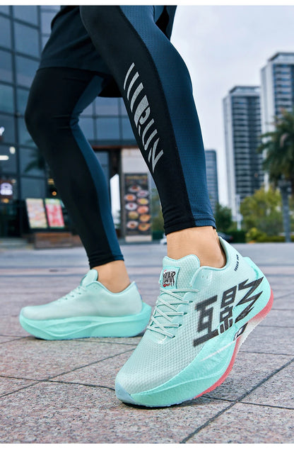Chaussures de course pour homme, sportives, semelle en carbone, spécialisées, respirantes, légères, pour femme, confortables, athlétiques, antidérapantes, pour marathon