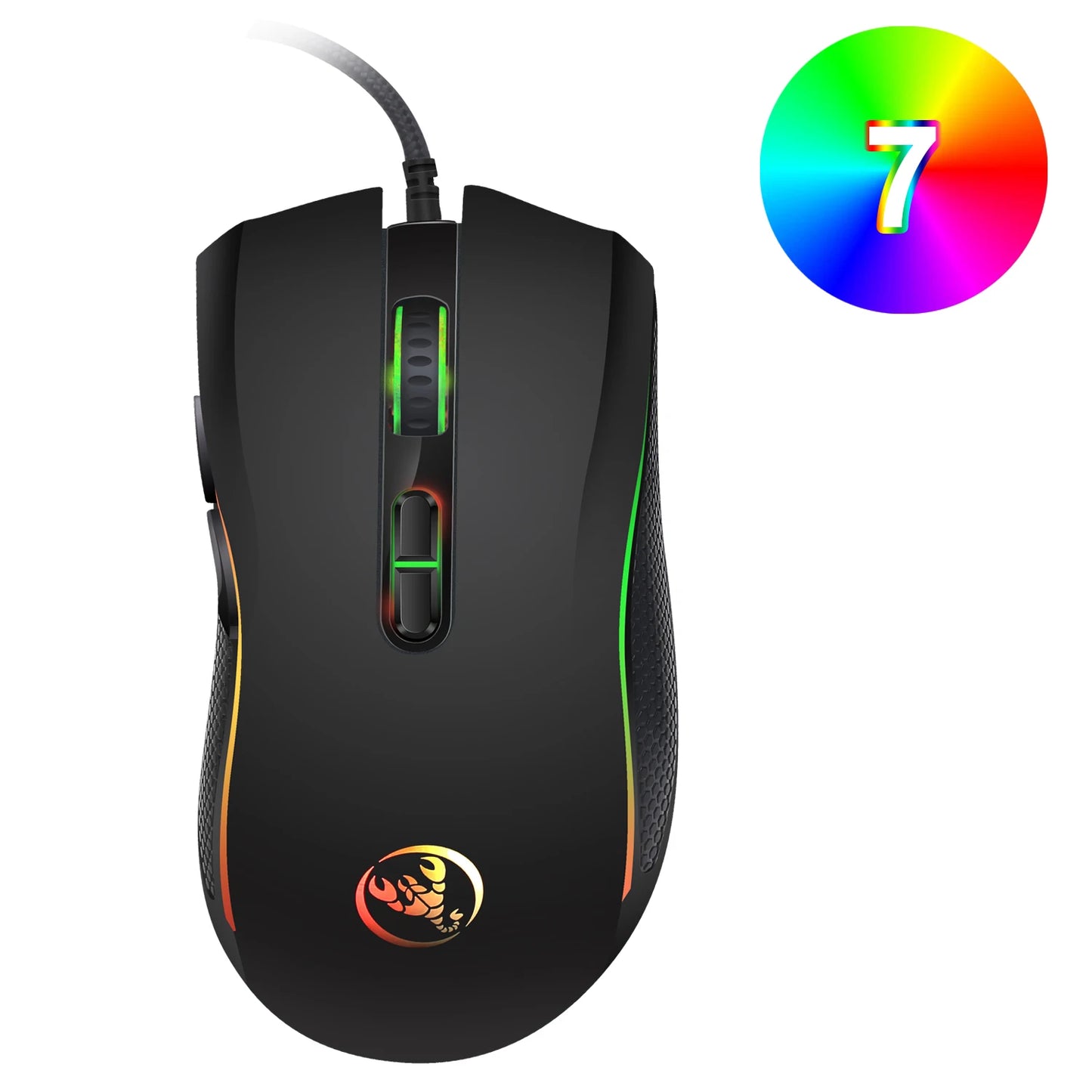 Populärt val HXSJ A869 optisk ergonomisk RGB-gamingmus i ABS med trådbunden anslutning och 4-nivåers upplösningsjustering för laptop och PC