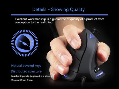ZELOTES C18 Upright Ergonomic Gaming Mouse, 10000 DPI Wired Vertical Optical Mouse with 11 Programmable Buttons for PC, Office & Gaming