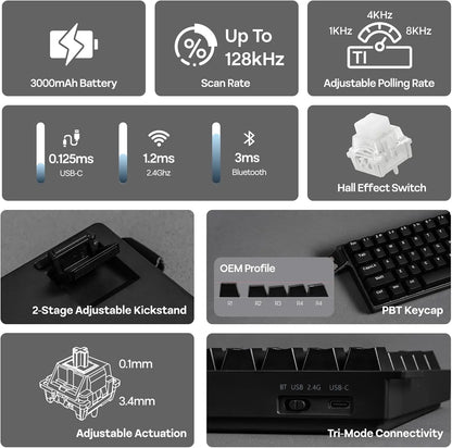 AULA Mini60 HE/Pro/Max 60% Magnetic Switch Gaming Keyboard RGB Tri Mode Mechanical Keyboard 8000Hz 0.01mmRT for E-Sports Gifts