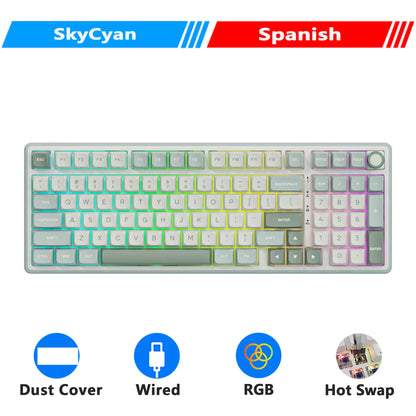 RK ROYAL KLUDGE R98Pro Gasket kabelgebundene mechanische Tastatur, 98 Tasten, RGB, Hot-Swap-fähig, abnehmbarer Button, Gaming-Tastatur mit PBT-Tastenkappen