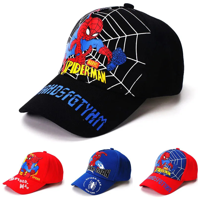 Figurka z anime Marvela Spider-Man – czapka z daszkiem z motywem kreskówkowym, bawełna i poliester, czapka z daszkiem dla chłopców i dziewcząt, akcesoria do nakryć głowy, prezent urodzinowy dla dzieci