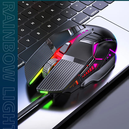 3200DPI ergonomisk trådbunden gamingmus USB datormus gamingmus med RGB-bakgrundsbelysning 6 knappar LED tyst mus för PC och laptop