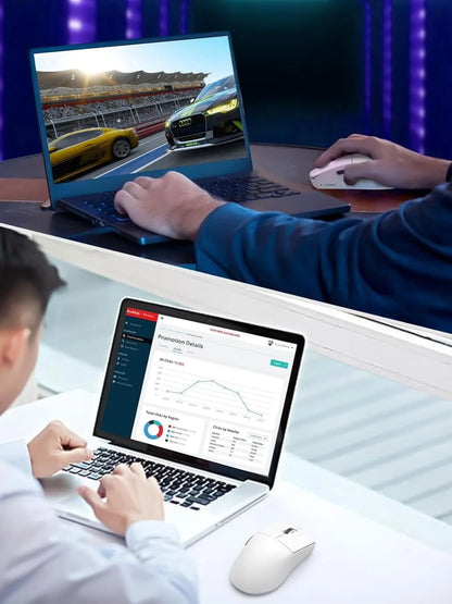 E-YOOSO portabel ultralätt mus, trådbunden mus med tri-mode 2.4G/BT/USB-C, uppladdningsbar datormus för laptop/PC/Mac