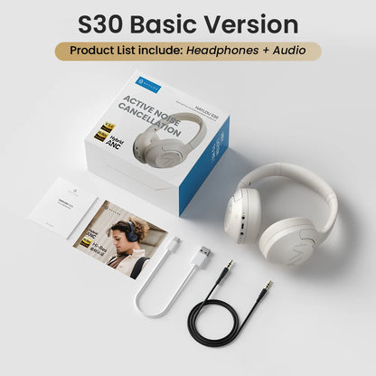 HAYLOU S30 Wireless Bluetooth 5.4 Headphones – 43dB Adaptive Noise Cancelling Over-Ear Headphones, 40mm Driver, 80H Playtime Hi-Res ANC Headset with Microphone