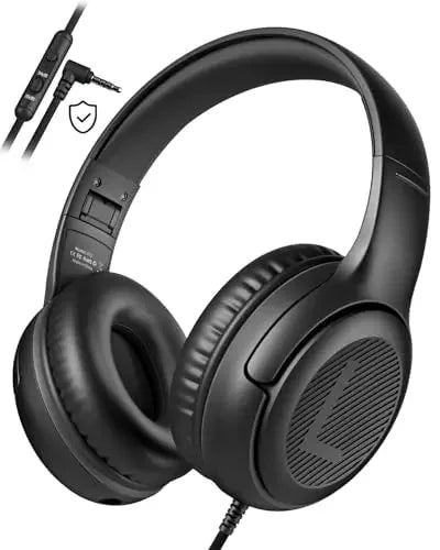 Awatrue Kids Headphones with Microphone, Safe Volume Limited Wired Kids Headphones for School, Toddler & Children, Comfortable Stereo Headset for Learning, Travel & Gaming