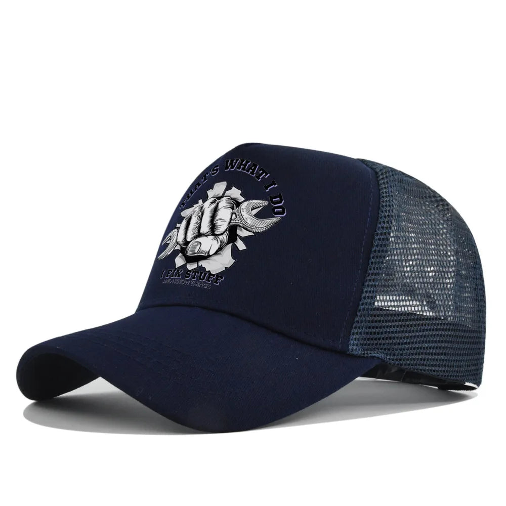 Modebaseballkasket i printet, åndbart net til forår/sommer – Gorras med personligt logo til mænd, kvinder og par – Visirhat, casquette