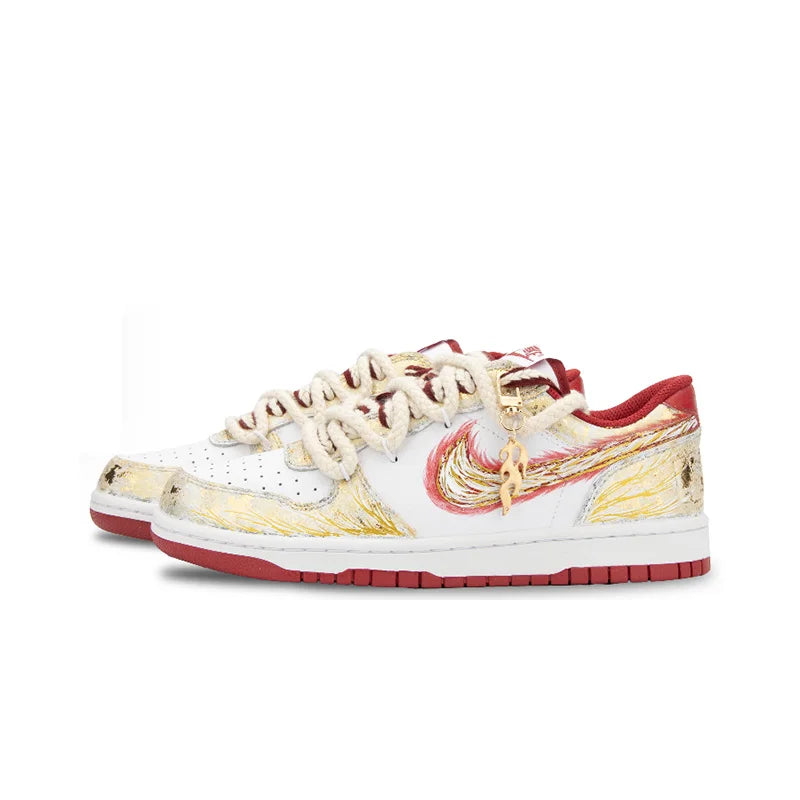 Custom Sneakers  Nike Big Moon Over River & Blazing Apollo Gold Foil Craft Shock-Absorbent & Wear-Resistant Low-Top For Men