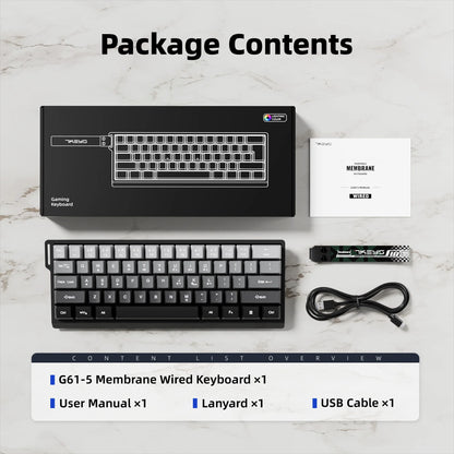 60% kompakte kabelgebundene Tastatur mit RGB-Hintergrundbeleuchtung und Keycaps mit Farbverlauf, geeignet für Windows-Tablets, Laptops und Gamer.