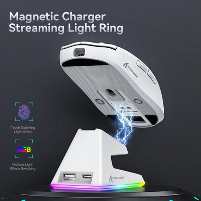 Attack Shark X6 Lightweight Wireless Gaming Mouse, Tri-Mode Bluetooth & 2.4G Gaming Mouse, 26,000 DPI RGB Charging Dock, PAW3395 Sensor